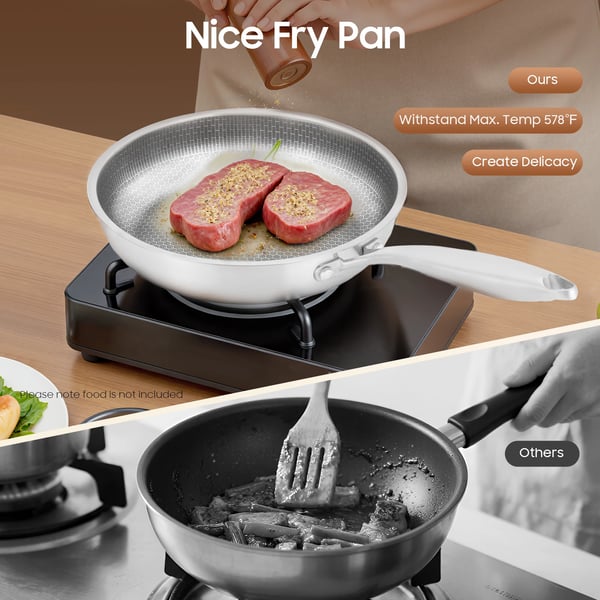 Stegepande - Bikube nonstick - 410 rustfrit stål - 28 cm - Ridsefast - Sort