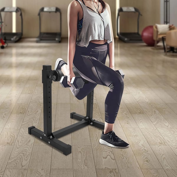 Split squat-stativ - Enbens knæbøjsrulle - 9-trins justerbar - Maks. belastning 200 kg - Rullelængde 420 mm - 612×567×673 mm - Sort