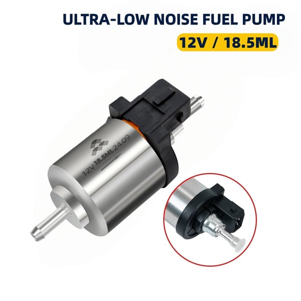 Brændstofpumpe til diesel parkeringsvarmer - 12V - 2 kW kompatibel - Ultra støjsvag - Flow 18,5 ml - Til bilens luftvarmer - Sort