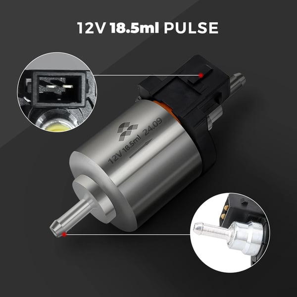 Brændstofpumpe til diesel parkeringsvarmer - 12V - 2 kW kompatibel - Ultra støjsvag - Flow 18,5 ml - Til bilens luftvarmer - Sort