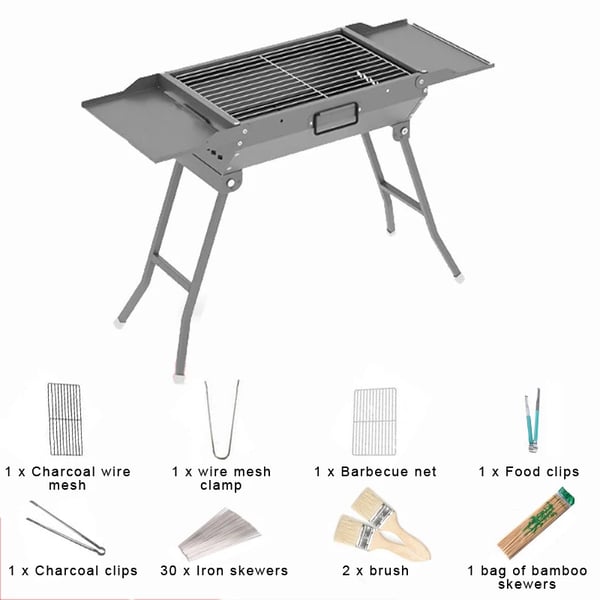 BBQ Grilli - Hiiligrilli - Ruostumaton teräs - Kannettava - Taitettava - Ei asennusta - Kahva - Leirintään ja ulkokäyttöön