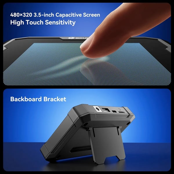 TS1 - Kapacitiv touchskærm 8,9 cm - 480×320 opløsning - Wi‑Fi - SD/Type‑C/USB/strømindgang - Flersproget EN/DE/FR/IT/ES/PL - Blå