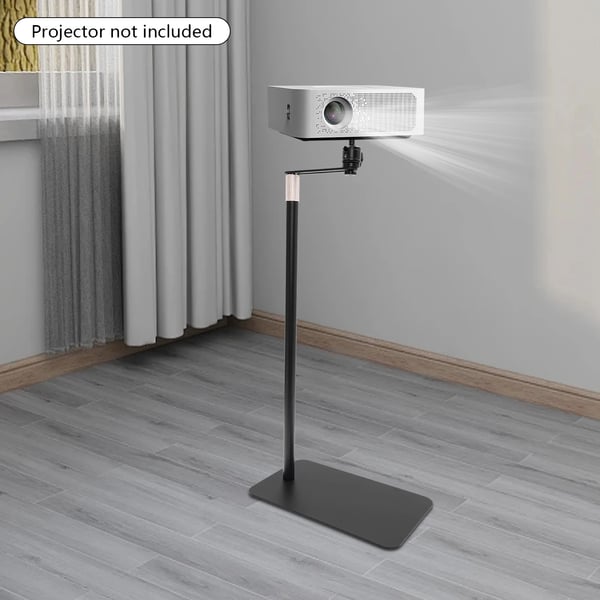 Projektorstativ - Golvstativ - Justerbar höjd 60–120 cm - Vridbar 360° - Stabil fristående bas 34×20 cm - Metall - För 0,635 cm gänga - Svart