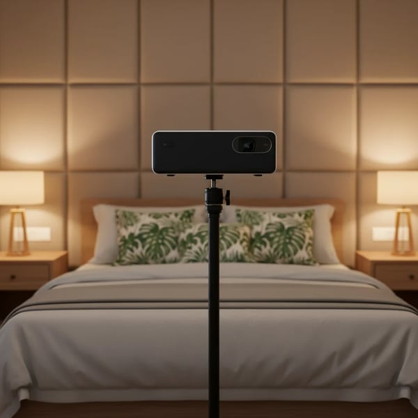 Projektorstativ - Golvstativ - Justerbar höjd 60–120 cm - Vridbar 360° - Stabil fristående bas 34×20 cm - Metall - För 0,635 cm gänga - Svart