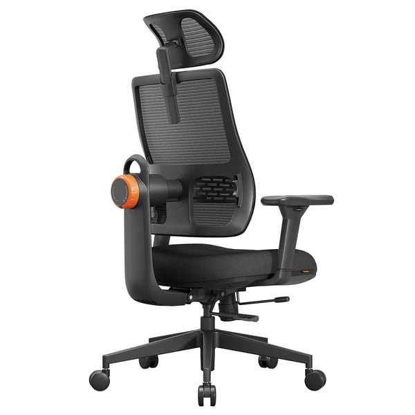Ergonomisk kontorstol - MAGICH003 - Auto-følgende ryglæn - Adaptiv lændestøtte 130 kg - Justerbar nakkestøtte 13 cm - Sædehøjde 10 cm - Sort