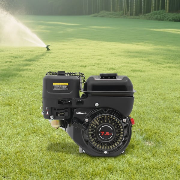 Universalmotor - Bærbar 4-taktsmotor - 7,5 hk - 3600 o/min - 1 cylinder - Snorstart - Brændstoftank 3,6 l - Sort