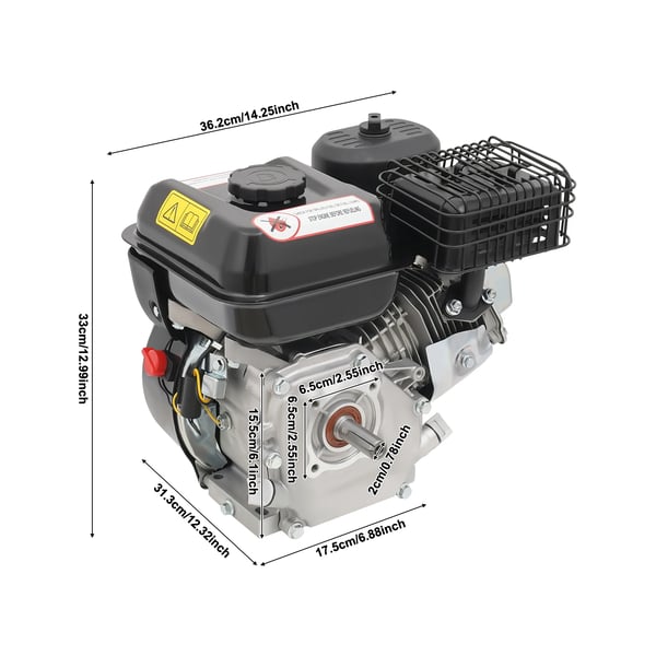 Universalmotor - Bærbar 4-taktsmotor - 7,5 hk - 3600 o/min - 1 cylinder - Snorstart - Brændstoftank 3,6 l - Sort