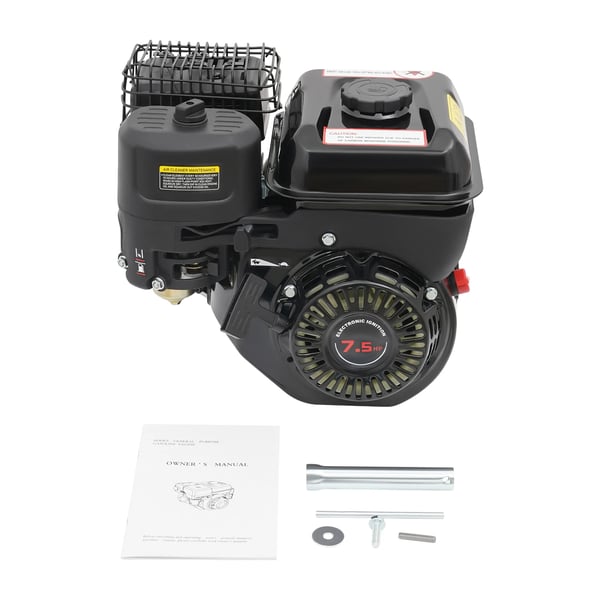 Universalmotor - Bærbar 4-taktsmotor - 7,5 hk - 3600 o/min - 1 cylinder - Snorstart - Brændstoftank 3,6 l - Sort
