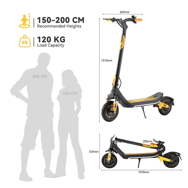 Sähköpotkulauta - M3 Pro - 600 W Moottori - 48 V 13 Ah Akku - Jopa 64 km Toimintamatka - 25,4 cm Ilmarenkaat - NFC - IP54 - Keltainen