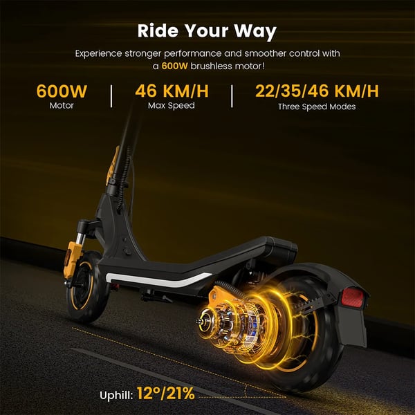 Sähköpotkulauta - M3 Pro - 600 W Moottori - 48 V 13 Ah Akku - Jopa 64 km Toimintamatka - 25,4 cm Ilmarenkaat - NFC - IP54 - Keltainen