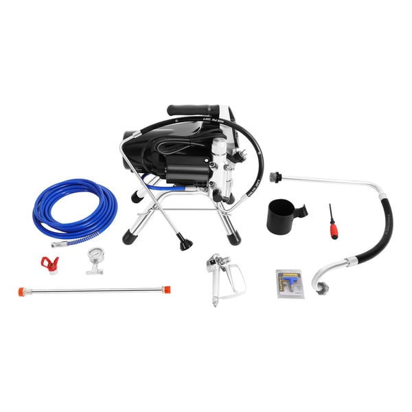 Airless malersprøjte - Højtryk - Effekt 1800 W 220 V EU-stik - 3300 psi - 2,5 l/min - 8 m slange - 50 cm forlænger - Kobbermotor - Sort
