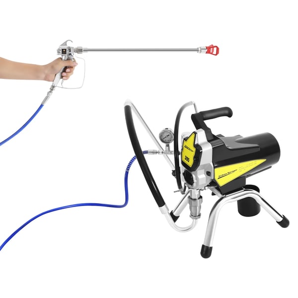 Airless malersprøjte - Højtryk - Effekt 1800 W 220 V EU-stik - 3300 psi - 2,5 l/min - 8 m slange - 50 cm forlænger - Kobbermotor - Sort