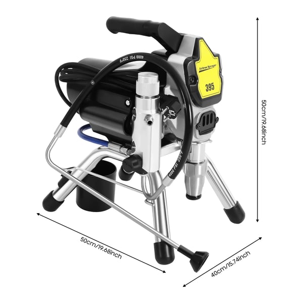 Airless malersprøjte - Højtryk - Effekt 1800 W 220 V EU-stik - 3300 psi - 2,5 l/min - 8 m slange - 50 cm forlænger - Kobbermotor - Sort