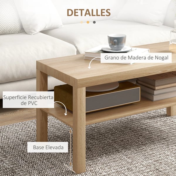 Soffbord - Kaffebord - Rektangulär - Trä - Med Förvaring - Minimalistisk Modern Stil - Mått 90x45x44,5 cm - Montering Krävs - Beige