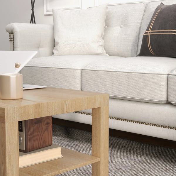Soffbord - Kaffebord - Rektangulär - Trä - Med Förvaring - Minimalistisk Modern Stil - Mått 90x45x44,5 cm - Montering Krävs - Beige