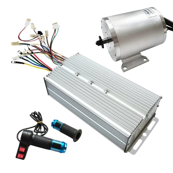 El-ombygningssæt - MOTOR BM1109 - 72V 3000W børsteløs - Controller 60–72V 80A - Gashåndtag + nøglelås - Elcykel/Go-kart/E-scooter - Hvid