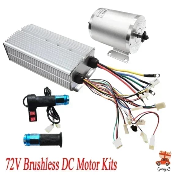 Muunnossarja - MOTOR BM1109 - 72V 3000W harjaton - Ohjain 60–72V 80A - Kaasukahva + avainlukko - E-pyörä/Go-kart/E-skootteri - Valkoinen