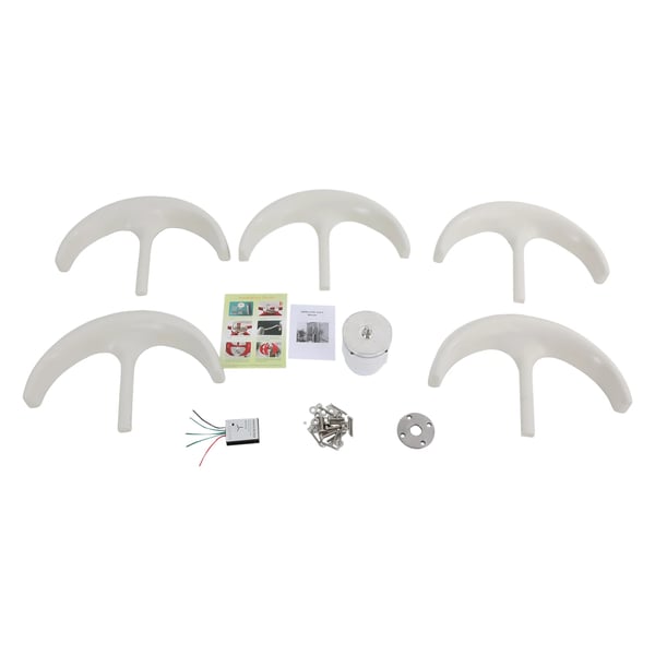 Vindmølle - Vindgenerator Kit - 600W - 12V - Flange og laderegulator - Til hjem, gård, båd - Hvid