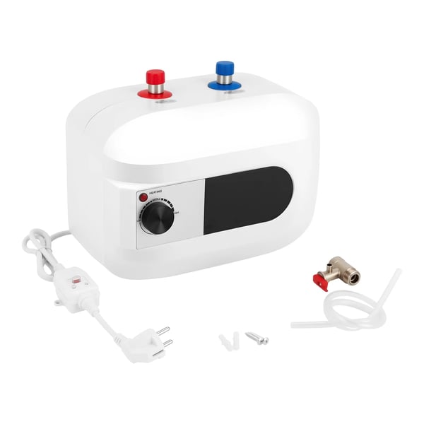 Elektrisk varmvattenberedare - Mini tank - 6 L Kapacitet - 1500 W Effekt - 304 Rostfritt Stål - AC Ström - CE Certifierad - Vit