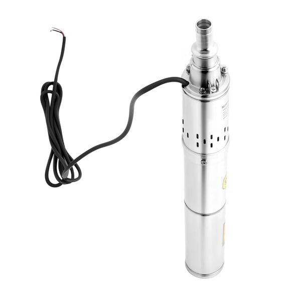 Nedsänkbar djupbrunnspump - SP2-65-0.37 - DC-kopparmotor - Effekt 0,37 kW - Lyfthöjd 65 m - Flöde 2 m³/h - Rostfritt stål - Silver