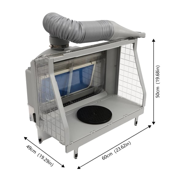 Airbrush spraykabine - Sammenklappelig malekabine - LED-lys (3) - Udsugningsventilator - Netspænding 100–240V 50/60Hz - Til model & kage - Grå