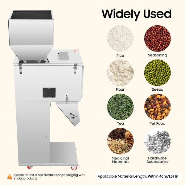 Automatisk fyldemaskine - Vejefylder - Justerbart 10–999 g - Dobbelt Udløb & Vibration - 200 W 220 V - Nøjagtighed ±2 g - Rustfrit Stål 201