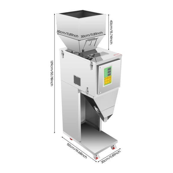 Automatisk fyldemaskine - Vejefylder - Justerbart 10–999 g - Dobbelt Udløb & Vibration - 200 W 220 V - Nøjagtighed ±2 g - Rustfrit Stål 201