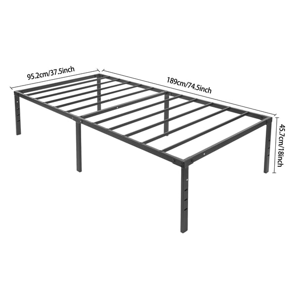 Sengeramme - Platforms-sengeramme - Sammenklappelig - Høj model - Lamelbund - Jern - Til enkelmadras <100 cm - Bæreevne 299 kg