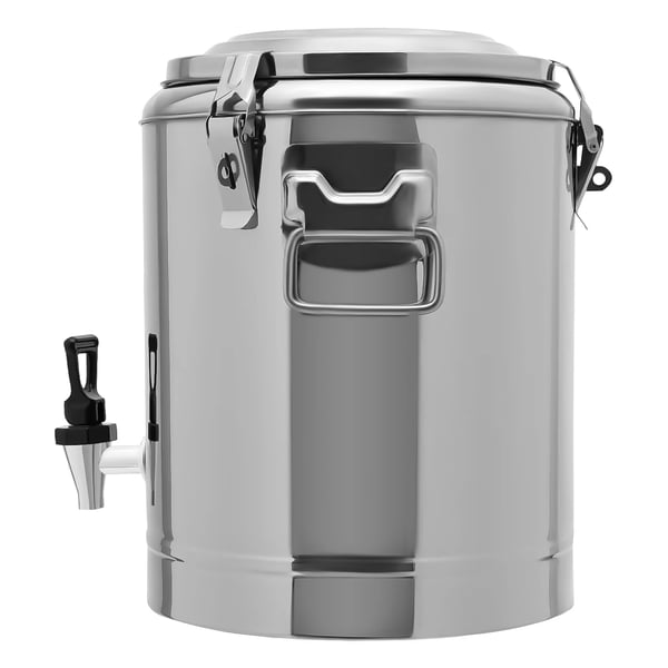 Drikkedispenser - Isoleret rustfri beholder med hane - 14 L Kapacitet - Lækagesikker hane - Holder varm/kold 8 t - PU-isolering 2,5 cm - Sølv