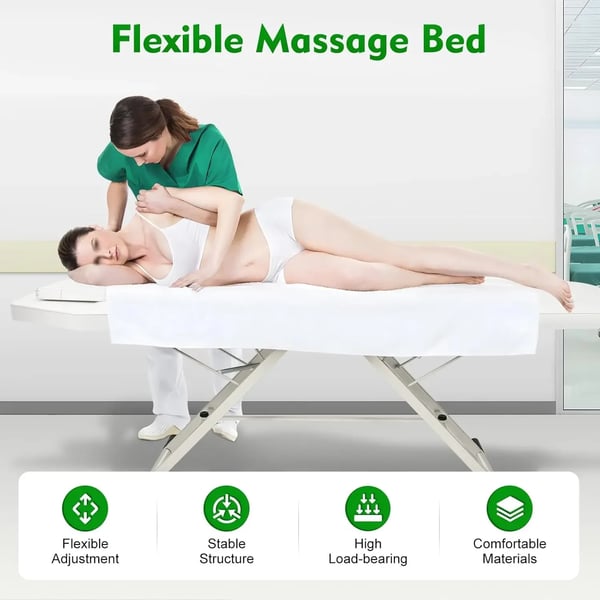 Massagebriks - Kosmetikbriks - 3-delt - Sammenklappelig - Bærbar - Til skønhedssalon - Montering kræves - Hvid