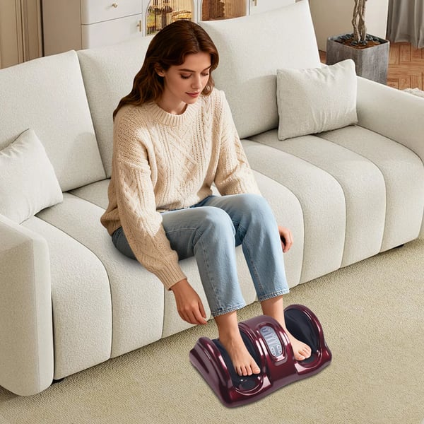Fodmassageapparat - Elektrisk Shiatsu - Varme - Tre Hastigheder - Æltning - Rulning - Tryk - EU-stik 220 V