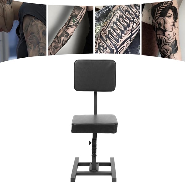 Salonstol - Barber- og tatoveringsstol - 180° Nedfældeligt Ryglæn - Højde 80–98 cm - Metal & PU-læder - Max 100 kg - Skridsikre Fødder