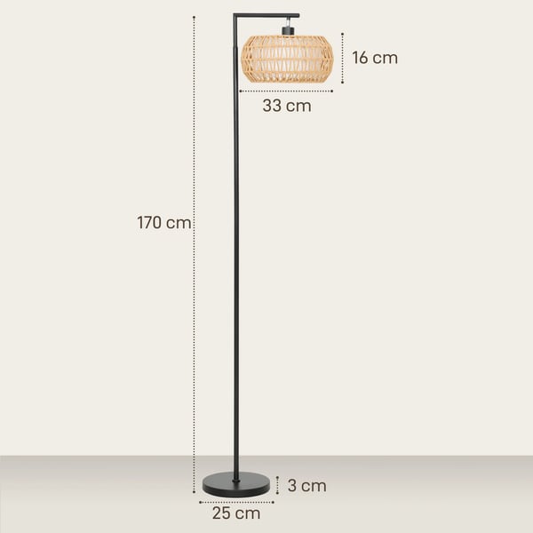 Golvlampa - Bohemisk lampskärm i dubbla lager - 3 färgtemperaturer - Dimbart - Fjärrkontroll - DC-drift - Montering krävs