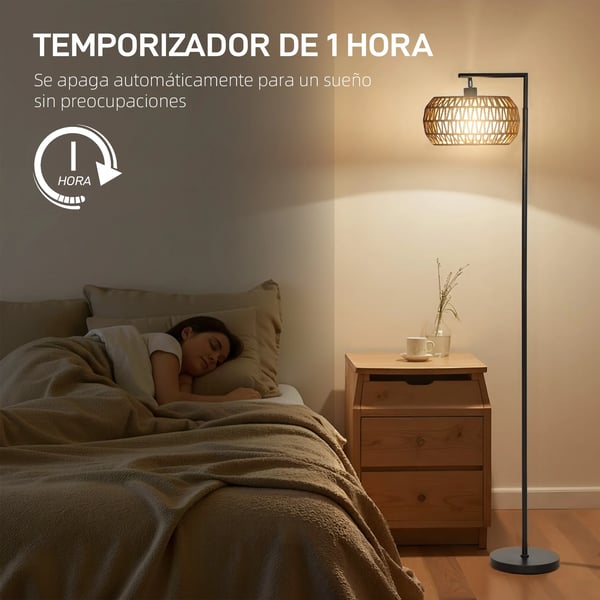 Golvlampa - Bohemisk lampskärm i dubbla lager - 3 färgtemperaturer - Dimbart - Fjärrkontroll - DC-drift - Montering krävs