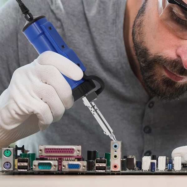 Elektrisk avlödningspump - Tennsug-pistol - Värmeelement - Enhandsgrepp - Snabb och effektiv - För PCB/DIY-reparation - Blå