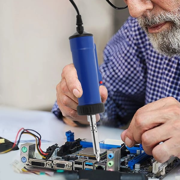 Elektrisk avlödningspump - Tennsug-pistol - Värmeelement - Enhandsgrepp - Snabb och effektiv - För PCB/DIY-reparation - Blå