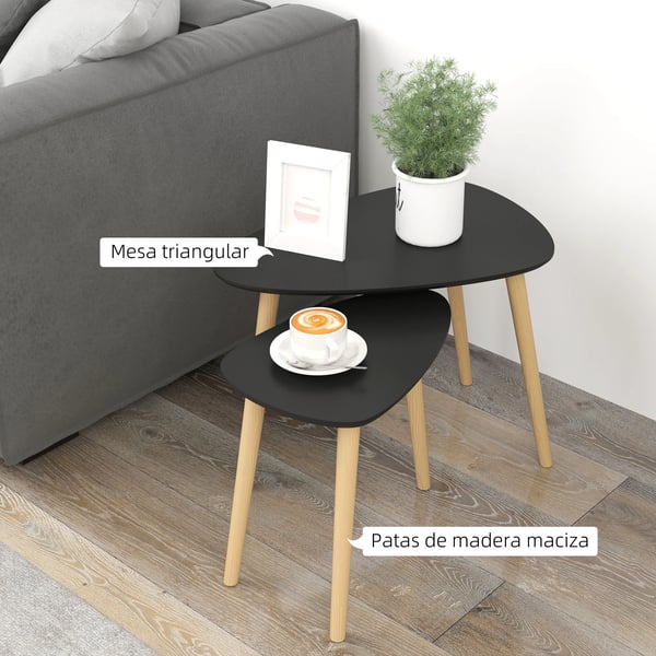 Set med 2 soffbord - Satsbord & sidobord - Platsbesparande - Modern design - För vardagsrum & sovrum - Gul