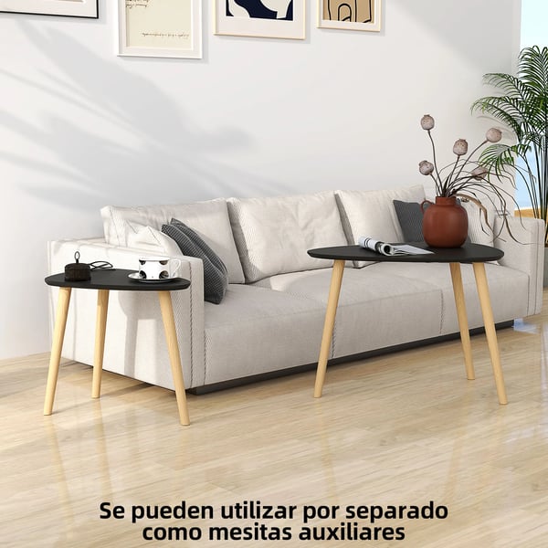 Set med 2 soffbord - Satsbord & sidobord - Platsbesparande - Modern design - För vardagsrum & sovrum - Gul