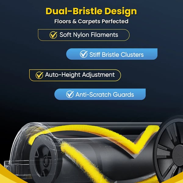 Trådløs stangstøvsuger - V12 - 50 kPa Sugekraft - 450 W Motor - Våd og Tør - LCD-skærm - 50 min Driftstid - 0,5 l Støvbeholder - Blå