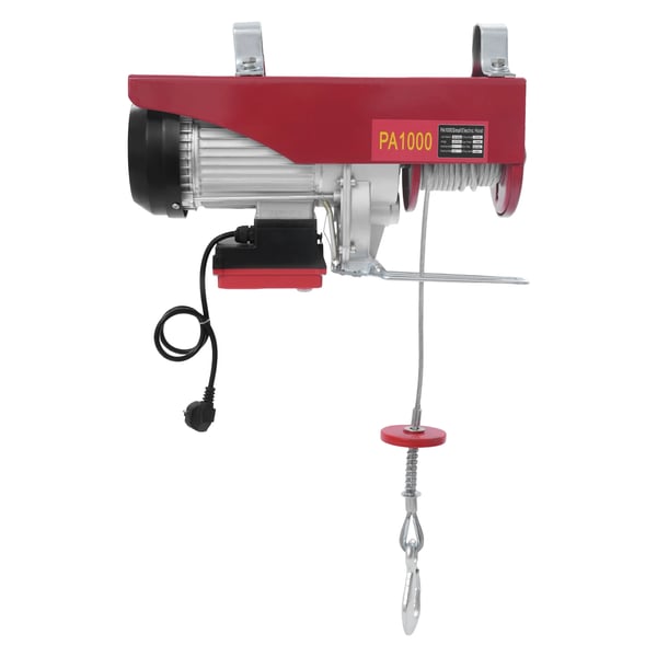 Elektrisk spil - Kabelspil - Løftekapacitet 1000 kg - Løftehastighed 10 m/min - Løftehøjde 12 m - Effekt 1800 W - Kobbermotor - Rød
