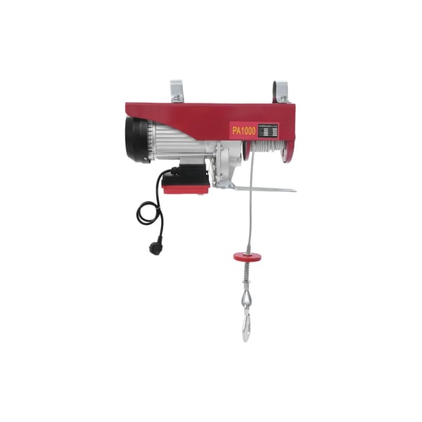 Elektrisk spil - Kabelspil - Løftekapacitet 1000 kg - Løftehastighed 10 m/min - Løftehøjde 12 m - Effekt 1800 W - Kobbermotor - Rød