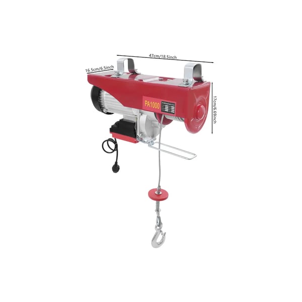 Elektrisk spil - Kabelspil - Løftekapacitet 1000 kg - Løftehastighed 10 m/min - Løftehøjde 12 m - Effekt 1800 W - Kobbermotor - Rød