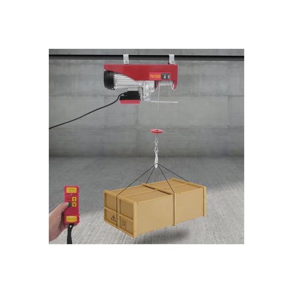 Elektrisk spil - Kabelspil - Løftekapacitet 1000 kg - Løftehastighed 10 m/min - Løftehøjde 12 m - Effekt 1800 W - Kobbermotor - Rød