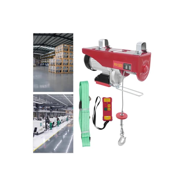 Elektrisk spil - Kabelspil - Løftekapacitet 1000 kg - Løftehastighed 10 m/min - Løftehøjde 12 m - Effekt 1800 W - Kobbermotor - Rød