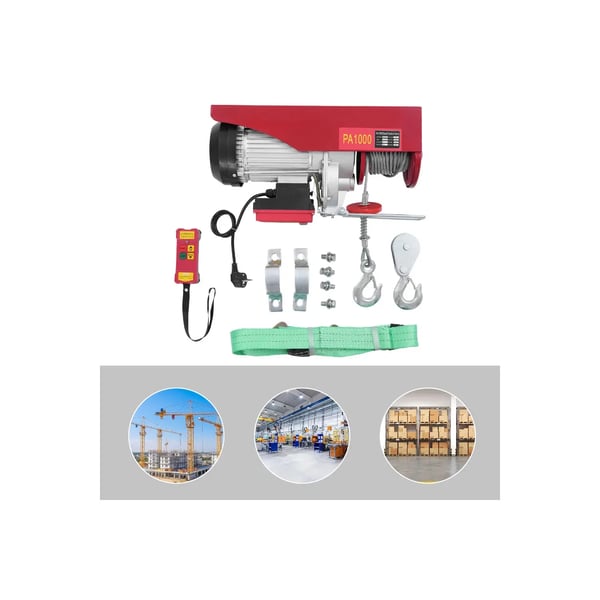 Elektrisk spil - Kabelspil - Løftekapacitet 1000 kg - Løftehastighed 10 m/min - Løftehøjde 12 m - Effekt 1800 W - Kobbermotor - Rød