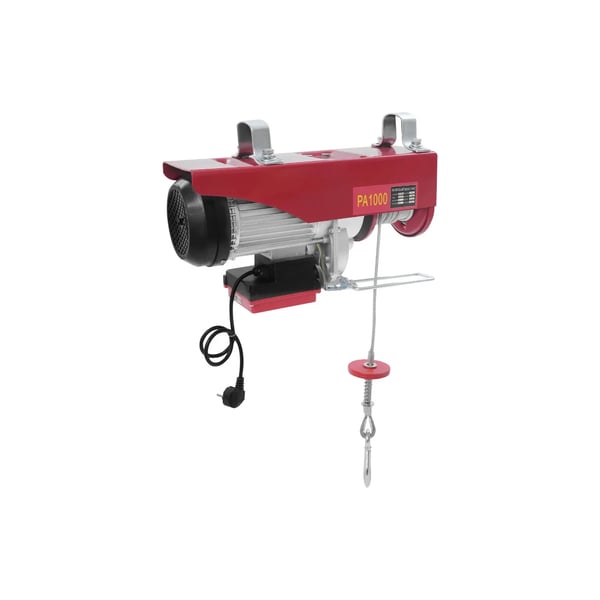 Elektrisk spil - Kabelspil - Løftekapacitet 1000 kg - Løftehastighed 10 m/min - Løftehøjde 12 m - Effekt 1800 W - Kobbermotor - Rød