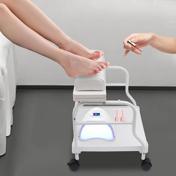 Bærbar fodbadsvogn - Salonsvogn - Med hjul - Pedicure & manicure - Fodstøtte - Montering - Hvid