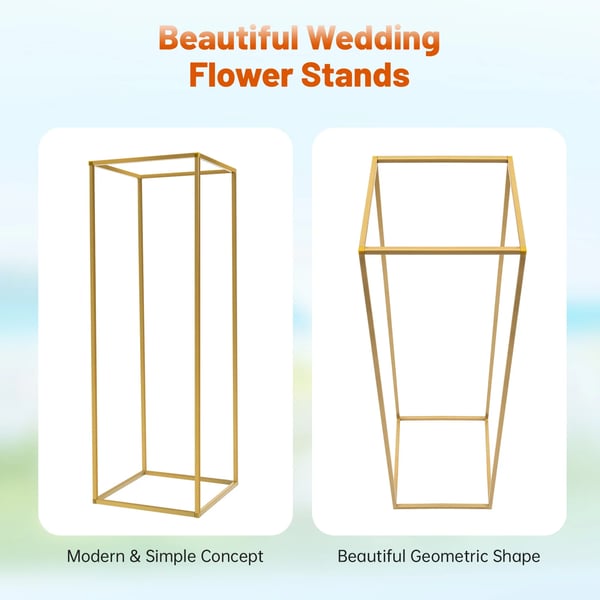 Blomsterstativ - Geometrisk metalstativ sæt - 5-pak - Stål - Til bryllup - Bæreevne 5–10 kg/stk - Guld