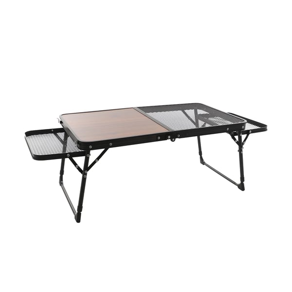 Campingbord - Höjdjusterbart Fällbart Utomhusbord - Lätt & Portabelt - Med Bärväska - Max 30 kg - Aluminiumlegering & MDF - Svart + Mörkbrun Campingbord - Höjdjusterbart Fällbart Utomhusbord - Lätt & Portabelt - Med Bärväska - Max 30 kg - Aluminiumlegering & MDF - Svart + Mörkbrun