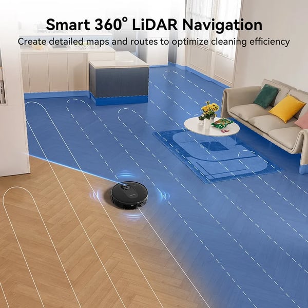 Q8 - Robotstøvsuger - 4200 Pa Sugkraft - LiDAR-navigation - 200 min Driftstid (Eco) - Automatisk Selvopladning - App-styring - Hvid